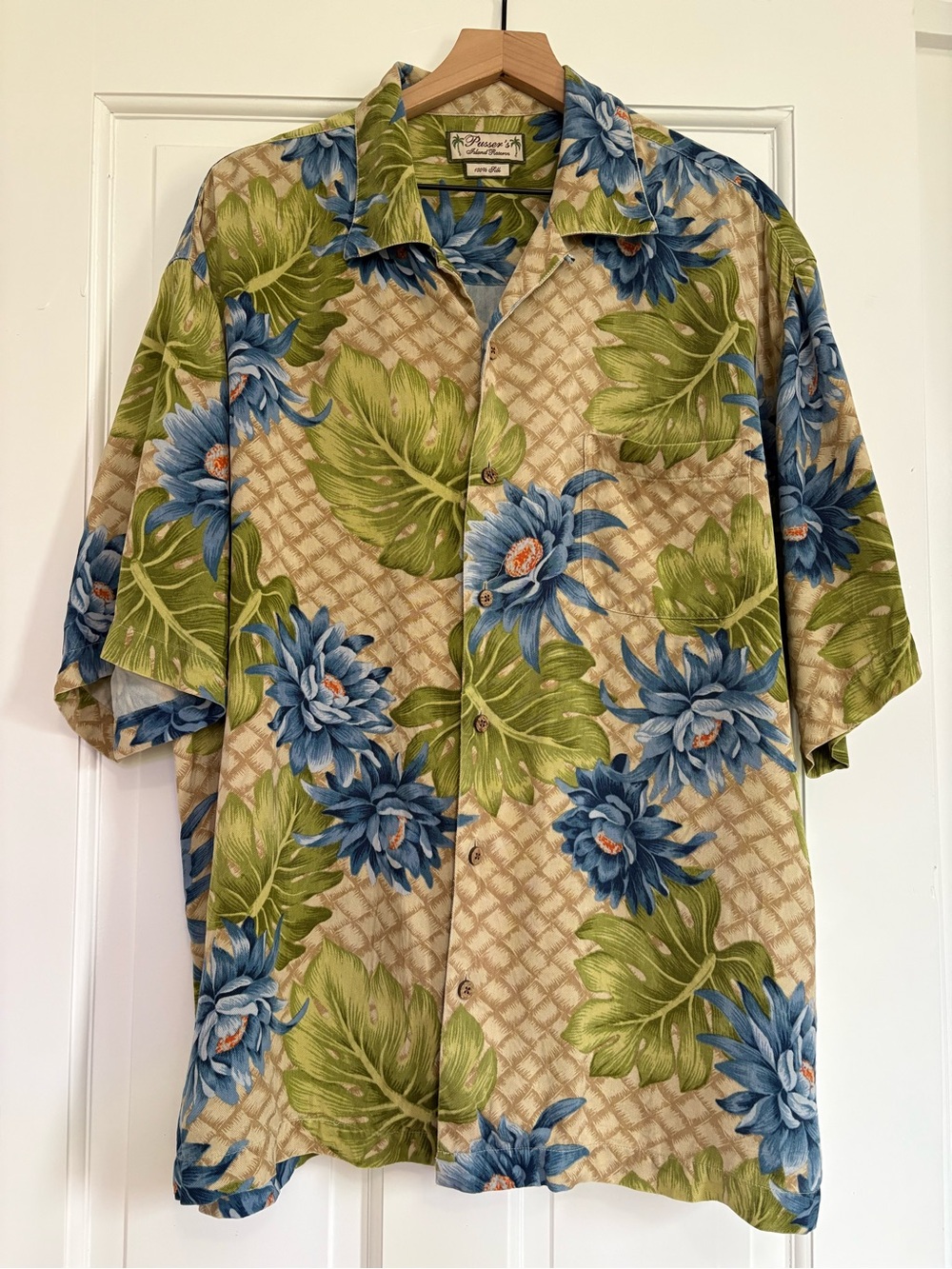 Pusser’s West Indies Silk Cotton Hawaiian Shirt Men's Floral Tropical Coastal L